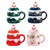 Tazas 500 ml linda taza de Navidad taza de té de café de cerámica con figuras de Santa Oficina en el hogar bebiendo porcelana china regalo de año 231122