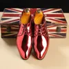 Dress Shoes Patent Leather Men Wedding Shoes Gold Blue Red White Oxfords Shoes Designer Pointed Toe Dress Shoes Big Size 37-48 231122