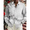 Men's Casual Shirts Fall Christmas Hawaii 3D Printed Holiday Clothing Long Sleeve Lapel Temperament Tops 2023