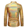 Men's Casual Shirts Mens Red Metallic Disco Shiny Dress Shirts Brand Long Sleeve Nightclub Wear Shirts Dance Stage Prom Party Chemise Homme 231122