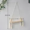 Decorative Objects Figurines 1pcs Shelf Board Nordic Style Wall with Tassel Hanging Wooden Decoration Po Props Shelves On Bedroom Decor 230422