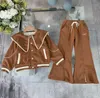 Designer de luxo crianças tracksuits outono pelúcia isolamento bebê casaco conjuntos tamanho 110-160 grande lapela menina jaqueta e calças nov25