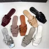 Flache Damen-Hausschuhe, Sommersandalen, Tribute-Mules, glatt, einzeiliges Leder, offene Zehenpartie, quadratische Zehenpartie, für den Außenbereich, bequeme Strandschuhe