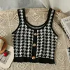 Damen Tanks HELIAR Damen Plaid Crop Tops Buttons Camis Knitting Cute Tank Damen Sleeveless Solid 2023 Summer