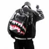 New Men's Backpack Computer Backpack Shark Fashion Large Capacity Boys' Checkered Schoolbag Travel Backpack 230423