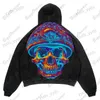 Hoodies voor heren Sweatshirts Gothic High Street Demon Skull Head voor- en achterkant bedrukte hoodie Nieuwe heren- en damessweater met punkstijl Top T231123