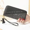 Portafogli Moda Donna Paillettes Patchwork Glitter Portafoglio Femminile Pu Pelle Portamonete Lungo Donna Multifunzione Polsino Pochette Borsa Del Telefono