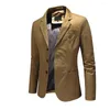 Costumes pour hommes garçons vert costume décontracté Blazer printemps à manches longues boutonné haut veste homme surdimensionné coton noir kaki vêtements d'extérieur Xxxl