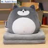 Blankets Air Conditioning Blanket Winter Warm Gloves Home Sofa Decor 3 In 1 Pillow Cartoon Animal Plush Filled Pp Cotton Cushion 231123