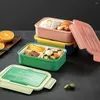 Ensembles de vaisselle Bento Lunch Box pour enfants adultes conteneur de stockage avec fourchette cuillère couteau sans BPA micro-ondes lave-vaisselle congélateur Saf