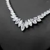 Necklace Earrings Set TRENDY Marquise Cut Clean White CZ Zirconia Wedding Leaf Drop For Brides Bridesmaids Jewelry 2023