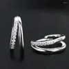 Creolen Klassisch Schlicht S925 Sterling Silber vergoldet 18 Karat VVS Doppelring Ohrring Mosanstein Clip Hervorragender Schliff Geeignet