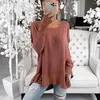 Women's Hoodies Women O Neck Long Sleeve Cold Shoulder Irregular Hem Loose Blouse Sweatshirt Summer Casual Solid Female Top Ladies Blouses