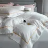 Conjuntos de cama 1000TC Conjuntos de cama de algodão egípcio Luxo Jacquard Duveta Capa Plana Fronha 231122
