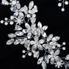 Necklace Earrings Set Wedding For Bride Hair Accessories Silver Plated Metal Flower Headbands Rhinestone Pearl Drop Headpiece