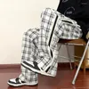 Herenbroeken mannelijke geruite mannen m-3xl casual rechte broek mannelijke/vrouwelijke Harajuku hiphop zakelijke mode-kant gestreepte patchwork