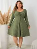 Plus -Size -Kleider Modekleidung 2023 lässige langhärmegrüne elegante Partyurlaub Großes kurzes weibliches Pullover Kleid