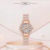 Montres-bracelets élégantes montre de diamant complet pour femmes livraison gratuite étanche en acier inoxydable or rose dames 2023