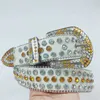 22% rabatt för bältesdesigner Nya herrar Vit glänsande boll med diamanter Punk Head Sequined Women's Belt