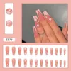 Ложные ногти Heallor 24pcs наконечники для ногтей DIY Французский хрустальный пресс на длинную весеннюю цветочную балерину подделка
