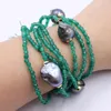 Strand GuaiGuai Jewelry 8 Strands Faceted Round Green Agates Black Keshi Baroque Pearl Pulsera hecha a mano para mujer Lady