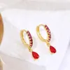 Boucles d'oreilles créoles 2 pièces de luxe en or pour les femmes zircone cuivre oreille bijoux femme réglage résultats bijoux faisant des fournitures