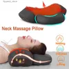 Massera nackkudde Electric Neck Massage Pillow Cervical Orthopedic Sleeping Pillow Back och nackmassager Vibration Het Compress smärtlindring Q231123