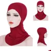 Bonnet / Skull Caps Helisopus Soft Muslim Stretch Turban Fl Er Inner Hijab Caps Solid Color Bonnet Cap Islamique Ninja Ramadan Head Drop D Dhxta