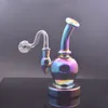 Atacado 14mm Bong de vidro narguilé colorido Nano Plating Beaker Tubo de água Dab Rigs Arco-íris Fumar Shisha com tubo de queimador de óleo de vidro masculino
