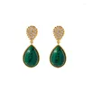 Dangle Earrings High Quality Gold Color Water Drop Red Green White Stone For Women Wedding Fashion Jewelry LE052