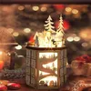 Led Rave Toy Musica rotante Giocattoli luminosi di Natale Luci a LED Calendari dell'Avvento in legno Ornamento Decorazione della casa Regali del festival per bambini 231123