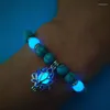 Bedelarmbanden 1 stuk vrouwen en mannen natuursteen lotus elastische kralen armband yoga energie lichtgevende hand ornament sanskriet kralen