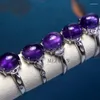 Loose Gemstones Meihan Free Amethyst Oval Beads Adjustable Ring Women For Jewelry Making Gift