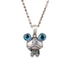 Pendant Necklaces Fashion Cartoon Blue Big Eyed Frog Rings For Women Retro Silver Plating Cute Animal Jewelry Accessories Gift