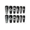 أظافر كاذبة Vitagwx Black Halloween Designer Press on Dail Tips Coffin Snake Print Art Frosted Acrylic Fake 24 PCS