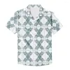 Men's Casual Shirts Luxury Design Summer Mens Shirt Short Sleeve Polynesian Tribal Tattoos Polyester Top Button Beach