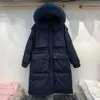 Damenjacken Schinteon Frauen Weiße Entendaunen Lange Jacke mit 100 Echtpelz Kapuze Warme Dicke Herbst Winter Outwear Große Taschen Mantel 231123