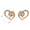 Orecchini a bottone Yunkingdom Adorabile forma di cuore Push-Back Orecchini da donna con zirconi bianchi 2023 Regali per l'amante