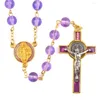 Chaînes catholicisme collier de perles de verre rouge avec boîte-cadeau St Benoît pièce maîtresse croix chapelet