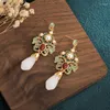 Boucles d'oreilles à la mode couleur or goutte émail fleur 2023 mode suspendus femmes Style chinois bijoux filles fête cadeau