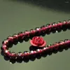 Perle rotonde sfaccettate di granato rosso naturale con pietre preziose sciolte Collana con bracciale in pietra semipreziosa all'ingrosso per la creazione di gioielli