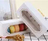 Transparent Macaron Box Drawer Box Chocolate Boxes Cake Boxes Cookies Biscuit White Paper Box 14.5*5.5*5cm Gift Boxes LX47