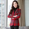 Women's Suits 2023 Spring Autumn Korean Long Sleeve Women Blazer Casual Wild Office Plaid Woolen Suit Ladies Jacket Outwear Tops M-4XL