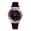 Armbandsur Starry Sky Women Watches Fashion Rhinestone Female Leather Quartz Wrist Watch Polygonal Dial Design Ladies Montre Femme