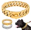 Strong Metal Dog Chain Collars Stainless Steel Pet Training Big Collar For Large Dogs Pitbull Bulldog Silver Gold Show Collar 20112057315