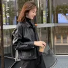 Frauen Leder Herbst Top Mantel Weibliche Student Koreanischen Stil Lose Kurze Kleine Jacke BF Hong Kong Retro Motorrad Tragen