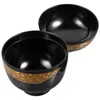 Servis uppsättningar skålar lock service multifunktion svart soppa kök leverans melamin japansk stil risbehållare