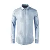 Koszule męskie Wysokiej jakości luksusowa biżuteria Bawełna w paski z długimi rękawem biznes mody Slim Lapel Shirt dla mężczyzn