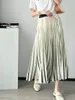 Юбки 2023, ранняя осень, женская зеленая плиссированная юбка с эластичной резинкой на талии и зажимом на талии