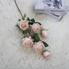 Dekorative Blumen 6 Köpfe Künstliche Exquisite Rosen mit Blättern Lange Zweige Valentinstag Hochzeit Party Home Decor
